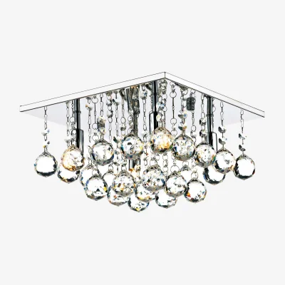 The Range Abacus 4 Light Flush Crystal and Polished Chrome - white
