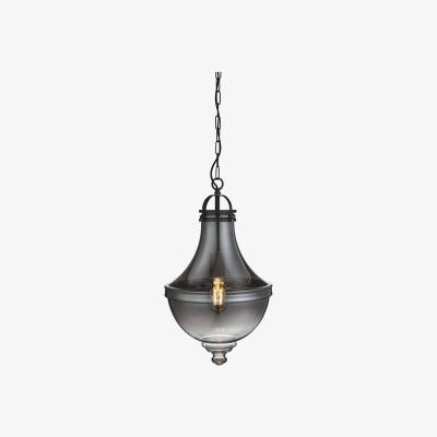 The Range Cairo 1 Light Pendant Matt Pewter, Smoked Glass, E27 - Matt Pewter