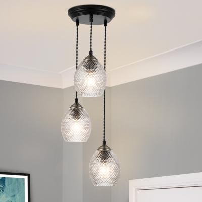 The Range COSYLYTE Lorne 3 Light Glass Pendant Light - Matt Black