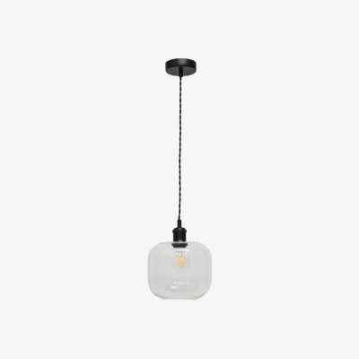The Range Bletch Clear Glass Black Retro Pendant Fitting - Black & Clear