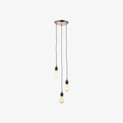 The Range Cable Set 3lt Ceiling Pendant Light - Antique Copper Plate