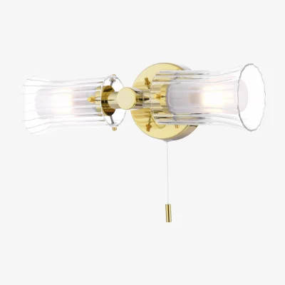 The Range Elba 2 Light Bathroom Wall Light Polished Gold IP44