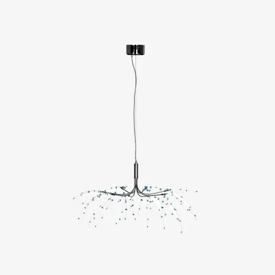 The Range Xavia Teal and Clear 8 Light Ceiling Light - Blue