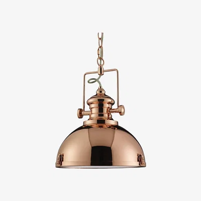 The Range Industrial 1 Light Dome Ceiling Pendant Copper with Acrylic Diffuser, E27 - Copper