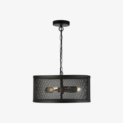 The Range Fishnet 3 Light Cylindrical Pendant Mesh Matt Black, E27 - Matt Black
