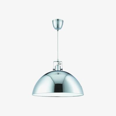 The Range Industrial 1 Light Dome Ceiling Pendant Chrome, White, E27 - Chrome