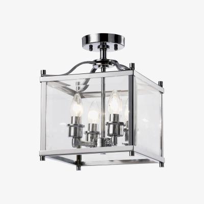The Range Aston Semi Flush Ceiling 4 Light Polished Chrome, Glass - Polished Chrome