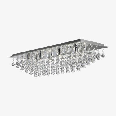 The Range Hanna 8 Light Rectangle Ceiling Flush Light Chrome with Pyramid Crystals, G9 - Chrome