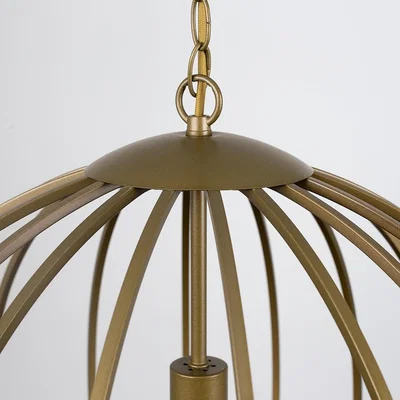 The Range Modern Matt Gold Basket Cage Design Ceiling Pendant Light Fitting - Gold
