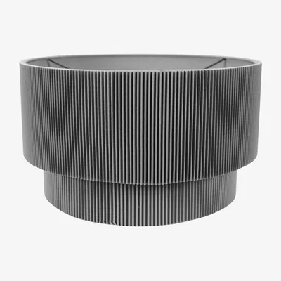 The Range Mason Ruched Crinkle Fabric Two Tier Ceiling Light Shade with LED Bulb - Grey