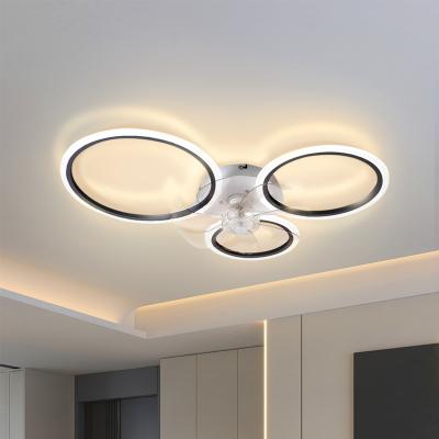 The Range Modern LED Ceiling Light with Fan, 3circle - Black + White + Transparent