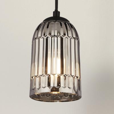 The Range Single Pendant with Smokey Shade  - Black