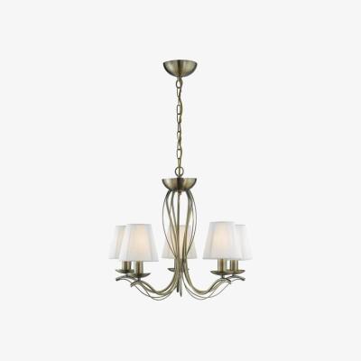 The Range Andretti 5 Light Multi Arm Ceiling Pendant Antique Brass with Shades, E14 - Antique Brass