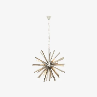 The Range Karlo Chrome Finish and Smoked Glass Starburst Pendant Light - Silver