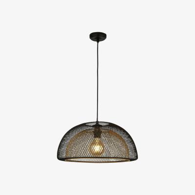 The Range 1 Light Double Layered Mesh Pendant, Black Outer  With Gold Inner - Matt Black