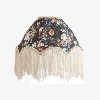 The Range Peony Floral Scalloped Ceiling Pendant Light Shade with Tassels - Neutral