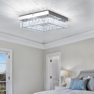 The Range 25W Rectangular Stainless Steel Crystal Ceiling Light - White