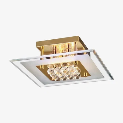 The Range Delmar Flush Square 4 Light French Gold, Glass, Crystal - French Gold