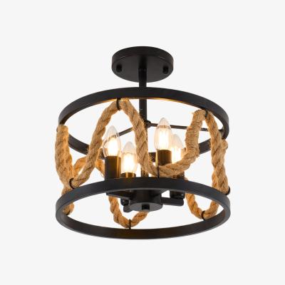 The Range Livingandhome Rustic Metal Ceiling Light - Black + Light Brown