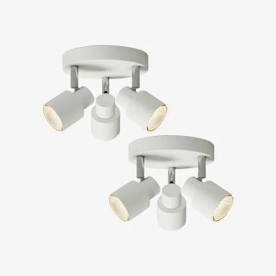 The Range Set Of 2 Irwin White 3 Light Ip44 Bathroom Round Spotlight Plates - Matt White