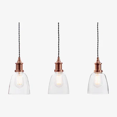 The Range Industrial Style 3 Light Diner Pendant - Copper