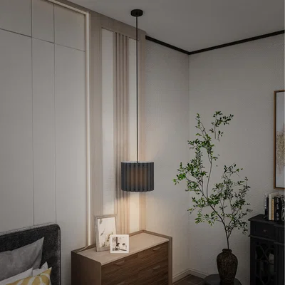 The Range HOMCOM Linen Pendant Light E27 Lampshade for Living Room - Black