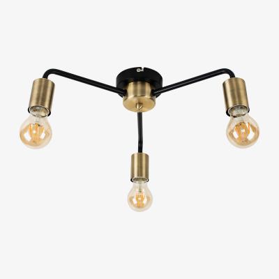 The Range Steampunk Style Antique Brass And Matt Black 3 Way Ceiling Light Fitting - Black