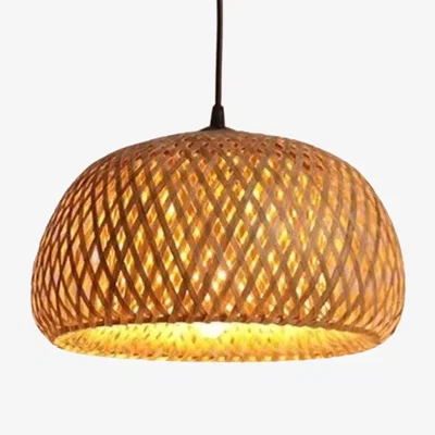 The Range Rattan Woven Wicker Boho Rattan Ceiling Light Pendant Shade - Natural Brown