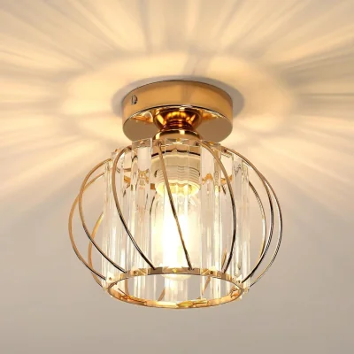 The Range GOECO Modern Crystal Cage-Shaped Lampshade Ceiling Light-Black - Gold