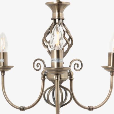 The Range 3 Light Antique Brass Knot Twist Ceiling Light - Antique Brass