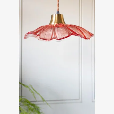 Rockett St George Pale Pink Flower Glass Easyfit Ceiling Light Shade