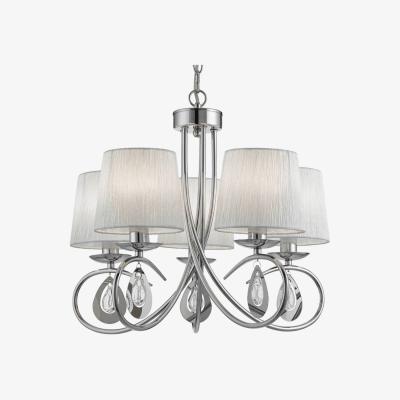The Range Angelique 5 Light Multi Arm Ceiling Pendant Chrome with Shades, E14 - Chrome
