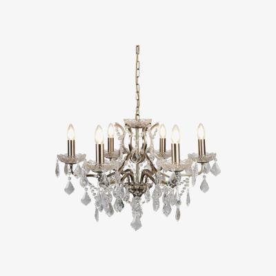 The Range Paris 6 Light Chandelier Antique Brass Finish, E14 - Antique Brass