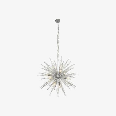 The Range Starburst 10 Light Chrome Pendant, Clear Glass Bead Detail - Chrome