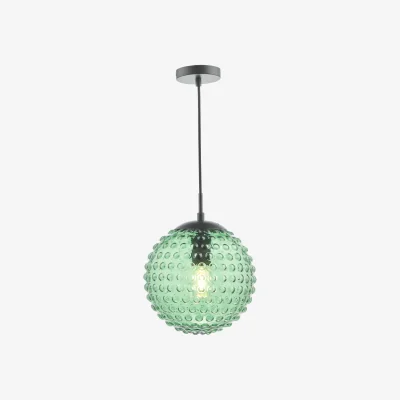 The Range Hobnail Pendant Matt Black Green Glass