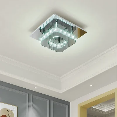 The Range Compact Crystal LED Ceiling Light for Hallways and Corridors - Sliver
