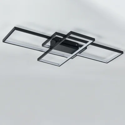 The Range Stepless Dimming LED Semi Flush Ceiling Light with Remote Control - Black