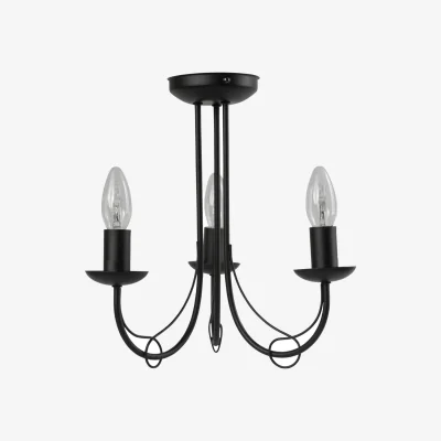 The Range Black 3lt Flush Ceiling Light - Black Paint