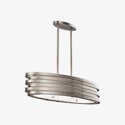 The Range Roswell 3 Light Oval Ceiling Island Pendant Bar Brushed Nickel, E27 - Brushed Nickel