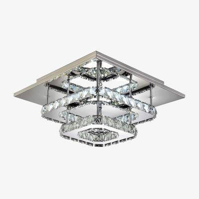 The Range HomeScape Ceiling Light Modern Crystal LED with Double Tiers - Silver