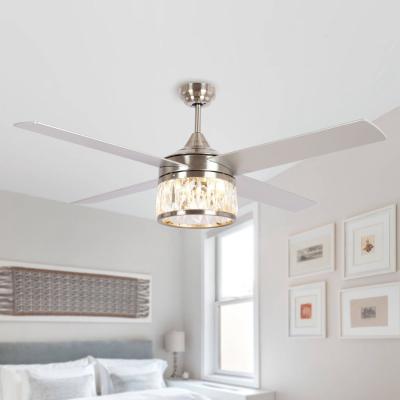 The Range Reversible Crystal Ceiling Fan LED Pendant Light 3 Speed Remote Control - Grey