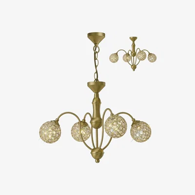 The Range Apollo Ceiling Pendant  Semi Flush Ceiling 4 Light Satin Brass, Crystal - Satin Brass