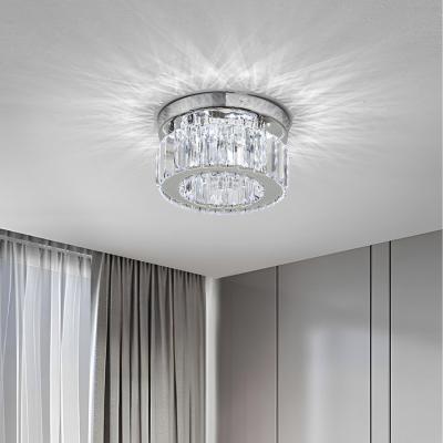 The Range Round Crystal Ring Ceiling Light with Metal Base - Silver