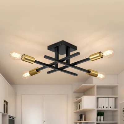 The Range Emitto Semi Flush Mount Ceiling Light Fixture Metal Gold - Black