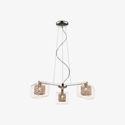 The Range Spring 3 Light Ceiling Pendant Mesh Chrome, Copper, Glass Three, G9 - Chrome