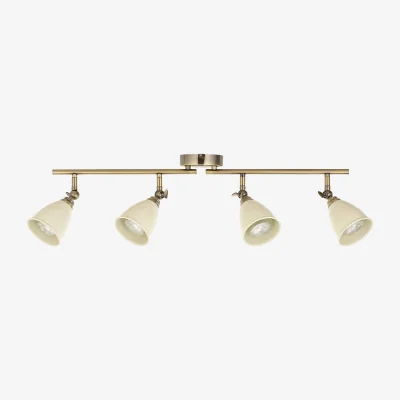 The Range Lincoln 4lt Ceiling Spotlight - Antique Brass Plate And Putty Paint