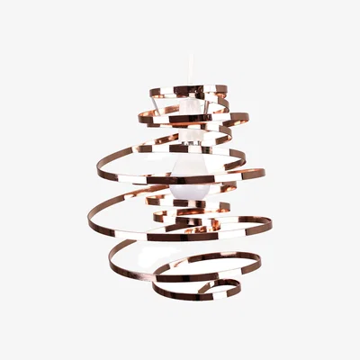 The Range Contemporary Copper Metal Double Ribbon Spiral Swirl Ceiling Light Pendant - Copper