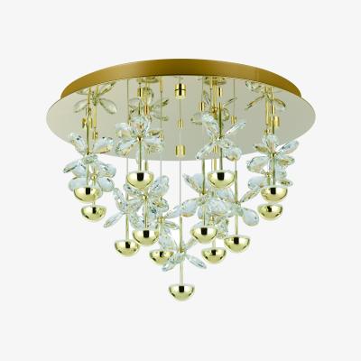 The Range EGLO Pianopoli 3 Brass Ceiling Light 15 Light LED Crystal Fixture - Brass