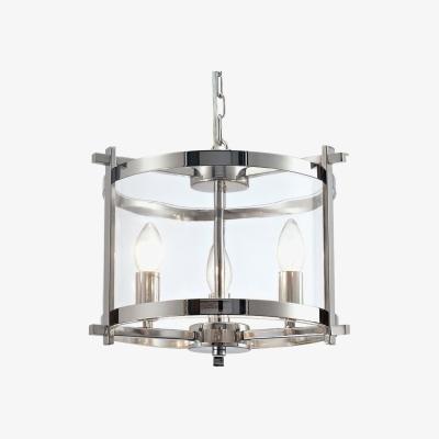 The Range Nolan Cylindrical Ceiling Pendant 3 Light E14 Polished Chrome, Clear Glass - Polished Chrome