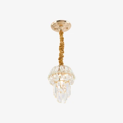 The Range Exquisite Crystal Pendant Light with Frame and Lampshade - Gold and Transparent